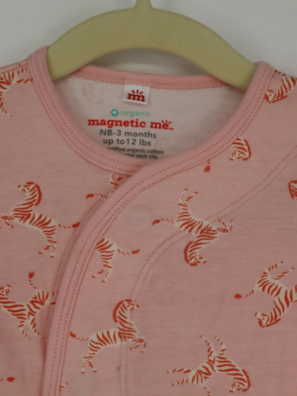 Magnetic Me Pink Organic Infant Gown Zebra Print Newborn-3 Months Organic Cotton